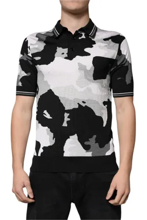Dolce & Gabbana Homme, Tops, Multicolore, Taille: S Polo en Soie Camouflage