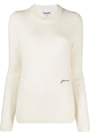 Ganni Femme, Pulls, Blanc, Taille: 38 FR Pull Luxueux en Alpaga Brossé