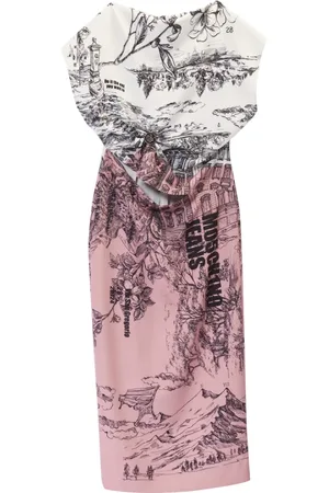 Moschino Femme, Robes, Multicolore, Taille: 40 FR Robe Imprimée Milano avec Découpe