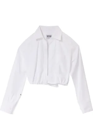Moschino Femme, Blouses et Chemises, Blanc, Taille: 40 FR Chemise Blanche Courte avec Ourlet Élastique