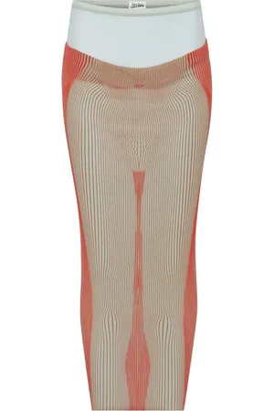 Jean Paul Gaultier Femme, Jupes, Rouge, Taille: 38 FR Jupe Longue Rouge avec Design Transparent