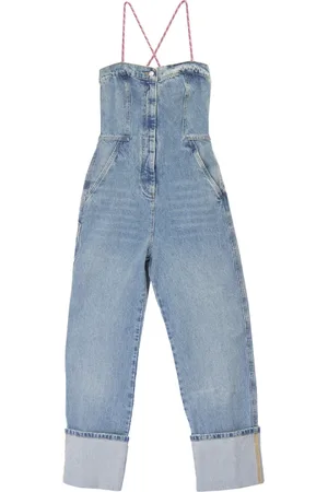Moschino Femme, Combinaisons et Ensembles, Bleu, Taille: 40 FR Salopette Cargo en Denim avec Cordons Roses