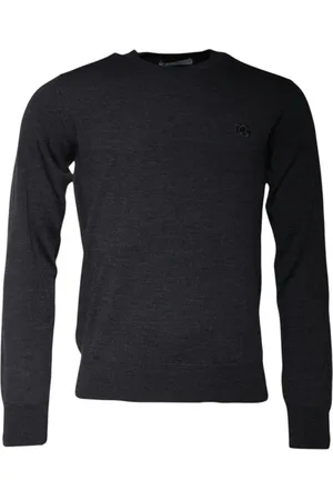 Dolce & Gabbana Homme, Pulls, Gris, Taille: S Pull en laine avec logo brodé