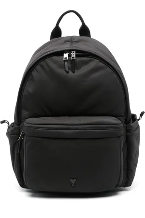 Ami Homme, Sacs, Noir, Taille: ONE Size Sac à Dos Noir Élégant avec Fermeture Éclair