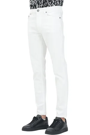 VERSACE Homme, Jeans, Blanc, Taille: W35 Jean Skinny Blanc avec Détails Métalliques