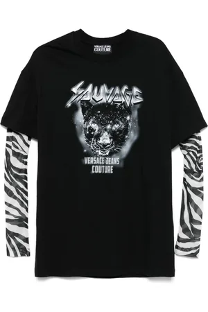 VERSACE Femme, Tops, Noir, Taille: 38 FR T-shirt Panther Noire