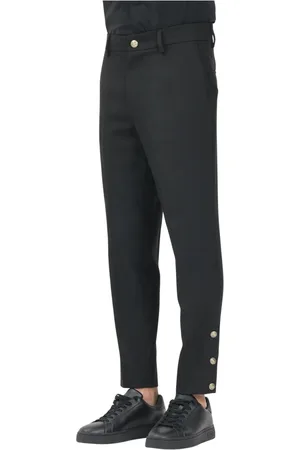 VERSACE Homme, Pantalons, Noir, Taille: S Pantalon Élégant Noir avec Boutons Dorés