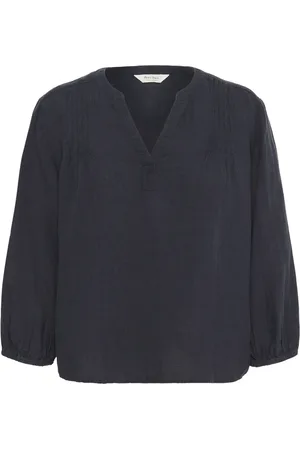 Part Two Femme, Blouses et Chemises, Bleu, Taille: 36 FR Chemisier Midnight avec Plis et Col en V