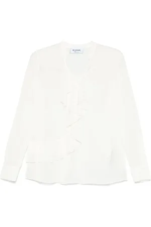 Blugirl Femme, Blouses et Chemises, Blanc, Taille: 38 FR Chemise Blanche en Soie Style Élégant