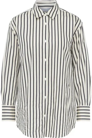 ANINE BING Femme, Blouses et Chemises, Multicolore, Taille: 40 FR Chemise à Rayures Noires et Beiges