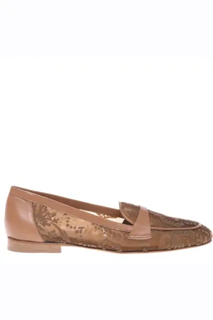 BALDININI Femme, Chaussures, , Taille: 37 1/2 EU Tan petal mesh loafer
