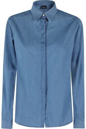 FAY Femme, Blouses et Chemises, Bleu, Taille: 38 FR Chemise Slim Fit