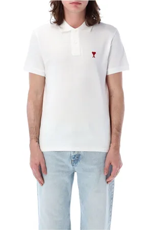 Ami Homme, Tops, Blanc, Taille: L Polo Rouge Cœur