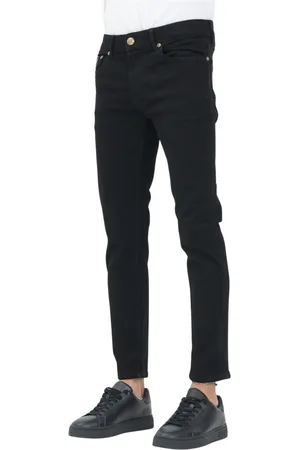 VERSACE Homme, Jeans, Noir, Taille: W36 Jean Skinny Noir avec Détails Métalliques