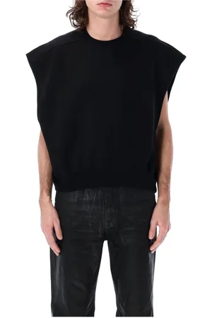 Rick Owens Homme, Tops, Noir, Taille: L Pull en tricot noir Ss25 sans manches