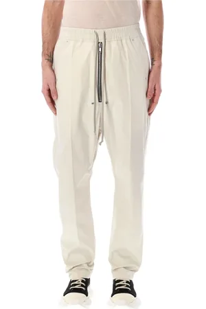 Rick Owens Homme, Pantalons, Blanc, Taille: M Pantalon Blanc en Mélange de Coton Dinge