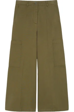 Max Mara Femme, Pantalons, Vert, Taille: 36 FR Pantalon en toile de coton