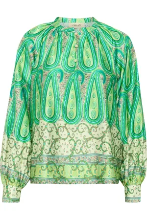 Cream Femme, Blouses et Chemises, Vert, Taille: 36 FR Chemisier Vert Paisley Border