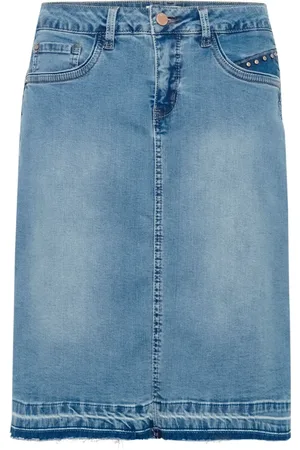Cream Femme, Jupes, Bleu, Taille: 38 FR Jupe Crayon en Denim avec Poches Avant