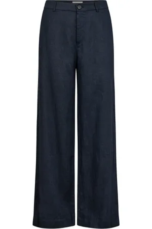 Part Two Femme, Pantalons, Bleu, Taille: 38 FR Pantalon Large en Lin After Midnight