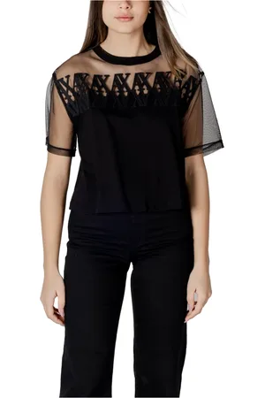 Armani Exchange Femme, Tops, Noir, Taille: 36 FR T-shirt à manches courtes en coton