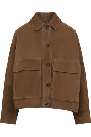 Brunello Cucinelli Femme, Vestes, Brun, Taille: 38 FR Veste en cuir suédé marron