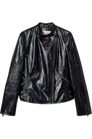 Twin-Set Femme, Vestes, Noir, Taille: 36 FR Veste de motard en simili cuir