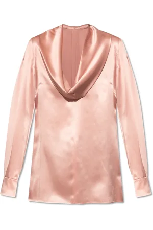 Dolce & Gabbana Femme, Blouses et Chemises, Rose, Taille: 40 FR Haut en soie avec encolure drapée