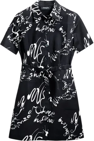 Desigual Femme, Robes, Noir, Taille: 36 FR Robes Longues Collection en Mélange de Coton