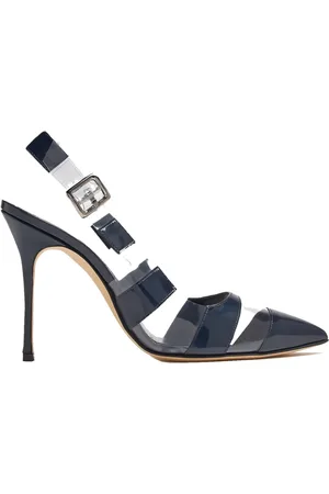 Manolo Blahnik Femme, Chaussures, Bleu, Taille: 36 EU Escarpins bleus à bride arrière