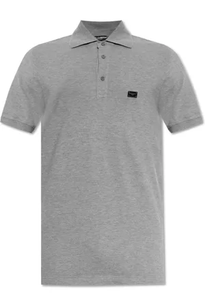 Dolce & Gabbana Homme, Tops, Gris, Taille: XL Polo en coton avec application