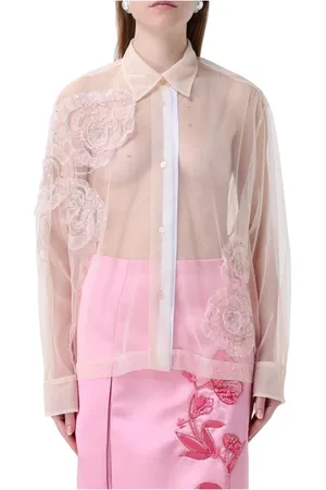 Des Phemmes Femme, Blouses et Chemises, , Taille: 36 FR Chemise Décontractée Transparente avec Broderie Décorative
