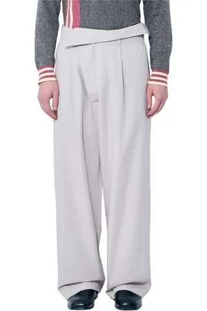 Kiko Kostadinov Homme, Pantalons, Blanc, Taille: M Pantalon en tissu uni avec revers