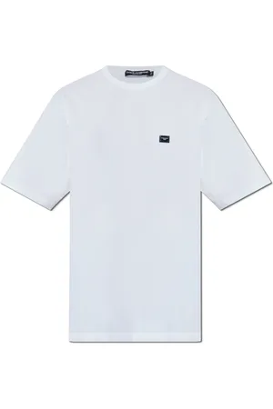 Dolce & Gabbana Homme, Tops, Blanc, Taille: S T-shirt avec application de logo