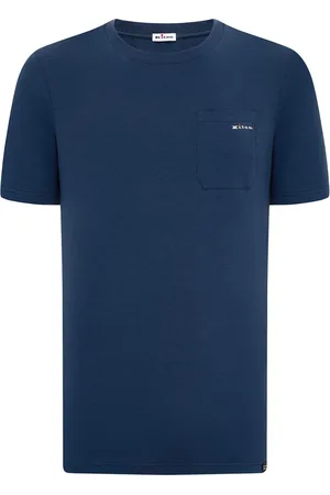 Kiton Homme, Tops, Bleu, Taille: M T-shirt bleu avec poche poitrine