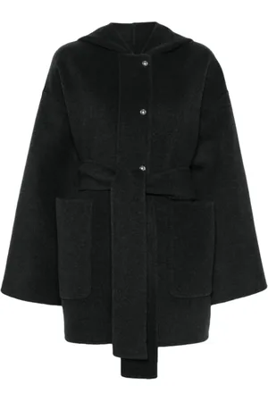 Khaite Femme, Manteaux, Gris, Taille: 36 FR Manteau à Capuche Gris Anthracite avec Ceinture