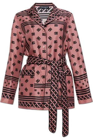 Dolce & Gabbana Femme, Blouses et Chemises, Rose, Taille: 42 FR Chemise en soie avec ceinture