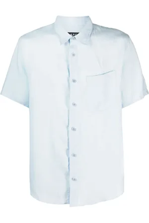A.P.C. Homme, Chemises, Bleu, Taille: M Chemise à Manches Courtes en Lin