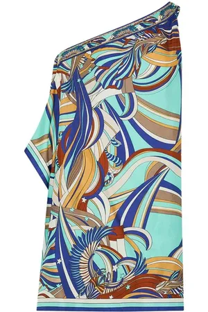 Camilla Femme, Robes, Multicolore, Taille: 38 FR Kaftan Bleu Géométrique à Une Épaule