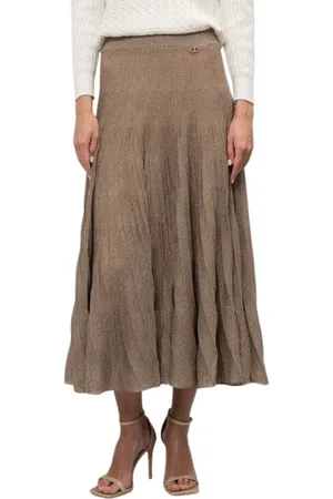 Twin-Set Femme, Jupes, Gris, Taille: 36 FR Jupe midi plissée en lurex