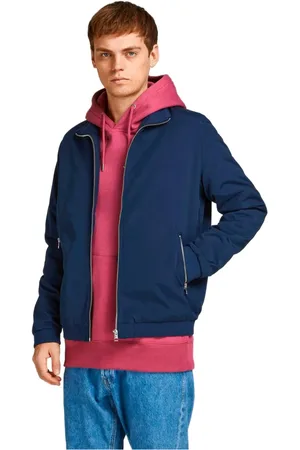 JACK & JONES Homme, Vestes, Bleu, Taille: S Bomber Bleu Marine avec poches zippées