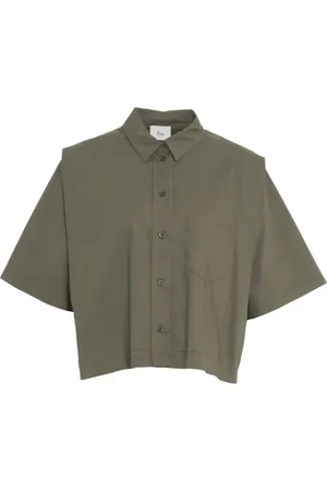 8PM Femme, Blouses et Chemises, Vert, Taille: 36 FR Chemise Verte Cropped 