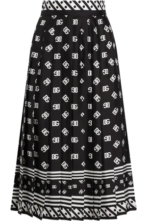 Dolce & Gabbana Femme, Jupes, Noir, Taille: 38 FR Jupe plissée avec logos
