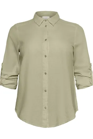 Kaffe Femme, Blouses et Chemises, Vert, Taille: 48 FR Chemisier Vert avec Col