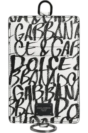 Dolce & Gabbana Homme, Accessoires, Blanc, Taille: ONE Size Porte-cartes en cuir avec logo imprimé