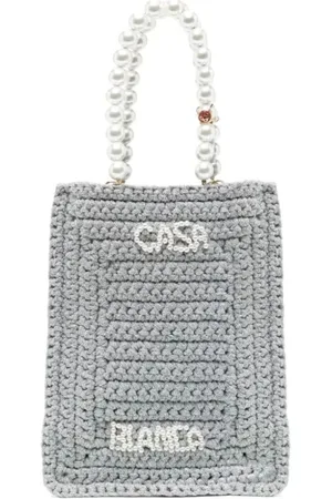 Casablanca Femme, Sacs, Gris, Taille: ONE Size Mini Sac de Courses au Crochet
