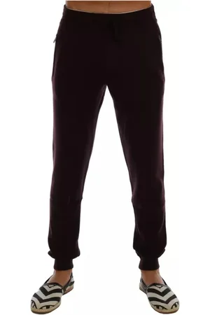 Dolce & Gabbana Homme, Pantalons, Violet, Taille: M Pantalon de Sport en Cachemire avec Fermeture Éclair Violet