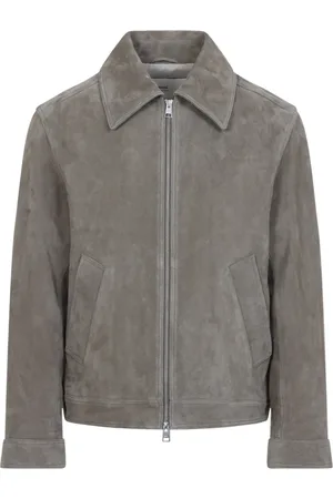 Ami Homme, Vestes, Gris, Taille: L Veste en Cuir Suédé Grise