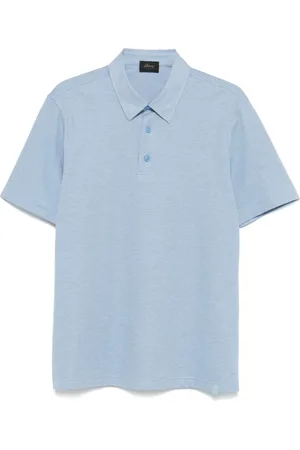 BRIONI Homme, Tops, Bleu, Taille: XL Polo en coton avec motif Piqué