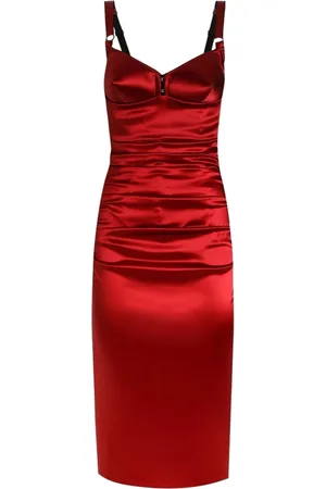 Dolce & Gabbana Femme, Robes, Rouge, Taille: 36 FR Robes Midi à Bretelles Fines